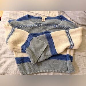 Sincerely Jules Blue and Cream Knit Sweater